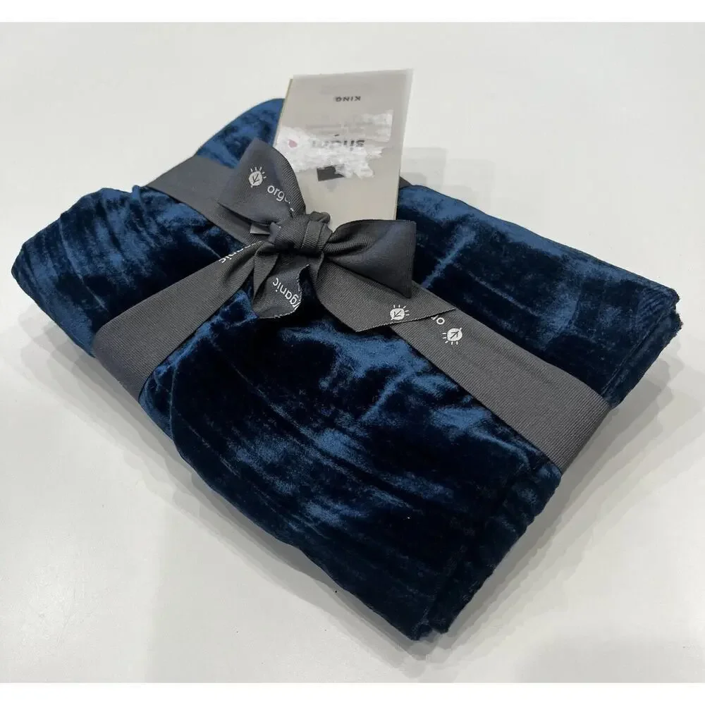 NWT West Elm King Size Velvet Sham Pillowcase Cover Royal Blue